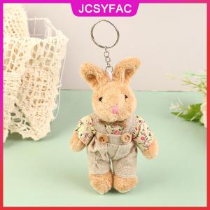JCSYFAC Dễ thương mặc quần áo gấu Đồ chơi sang trọng phim hoạt hình thỏ Mặt dây chuyền mềm nhồi búp bê Keychain Ba lô xe Túi Chìa Khóa Vòng trang trí Kid Quà Tặng