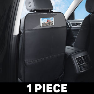 PU Leather Car Seat Back Protector Pad Waterproof Car Anti Kick Pad for Child Pet Car Anti Scratch Mats with Zipper Storage Pocket for Child / Pet