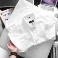[BigSize] BB Boiz Mens Long/Short Sleeve Shirt White and Black Silk Large Size 80kg to 140kg.. 