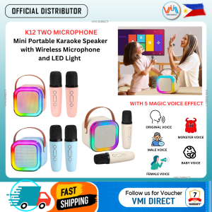 K12 Single and Dual Microphone Bluetooth Speaker Wireless Professional 3D Sound High-end Audio with LED Light 3800mAh Aesthetic Colors Mini Speaker w/ Mic For Indoor and Outdoor KTV Karaoke Family or Couple Bonding Games and Entertainment -  VMI Direct