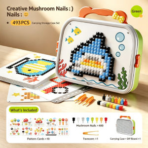 493 PCS Kids Mushroom Peg Board Puzzle Set 3D DIY Building Art Educational Toy Kids Birthday Gift