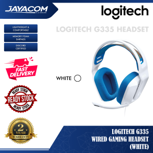 Logitech G335 Wired Gaming Headset – Black / White (Flip to Mute Microphone / 3.5mm Audio Jack / Memory Foam Earpads)