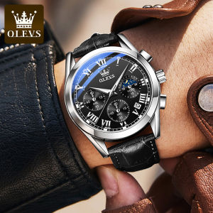 OLEVS jam tangan cowok dewasa 2024 anti air ori chronograph jam tangan pria terbaru mewah multi fungsi kalendar kuarsa analog