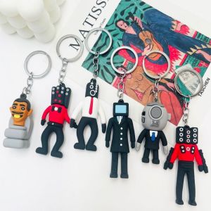 EAURA Tv Man Camara Man Anime Skibidi Toilet Keychain Skibidi Bop Bop Skibidi Toilet Skibidi Dop Toy Pendant Skibidi Toilet Keyring PVC Skibidi Toilet PVC Keyring Key Ring Gift