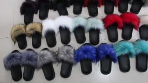 WomenS New Faux Raccoon Fur Slippers Slip-On Slippers