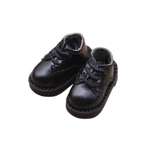SIRENXI 1Pair Mũi tròn Giày búp bê BJD 1/12 Da PU Giày búp bê Giày búp bê BJD PU Chơi nhà Ăn mặc 1 đôi Giày da PU búp bê Búp bê BJD 1/12