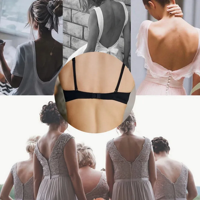 Push Up Bra Backless Women Bras Low Cut Sexy Plunge Brassiere Open Back  Wedding Underwear Invisible Seamless Deep U Lingerie