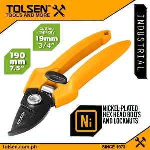 Tolsen 7.5" Bypass Pattern Pruning Shear (190mm) Black Teflon Surface 31034