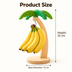 BHQ Bamboo Hanger Rack Banana Tree Hook Stand Stylish Fruit Holder with Natural Bamboo Base Banana Rack Countertop