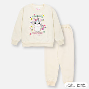 Bộ quần áo thu đông bé gái Bigfox Miss Meow bộ nỉ bông cho bé họa tiết dễ thương size đại trẻ em 34567891011 tuổi