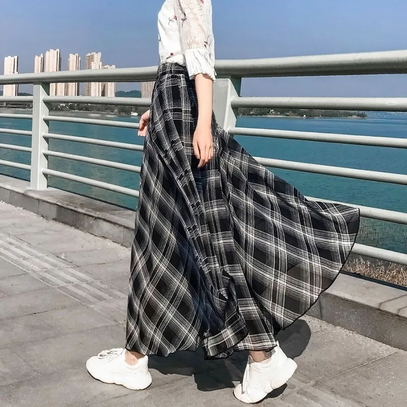 Long plaid skirt in the outlet summer