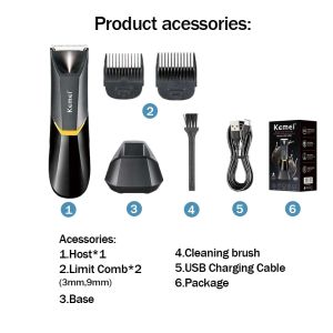 Kemei Groin Area Hair Trimmer Waterproof Wet Dry Clippers Pubic Armpit Body Razor KM-3208