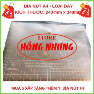 FREESHIP [Tặng Thêm 1 BN F4 ] Combo 05 Xấp Bìa Nút A4 Loại DàyKích thước 240 X 340mm  Giúp Bảo Vệ Giấy Tờ Của Bạn Không Bị Hư Hỏng