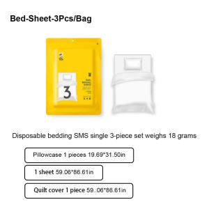 Disposable Bed Sheet Set 3/4 Piece Portable Non-woven Bedding Set Travel Supplies