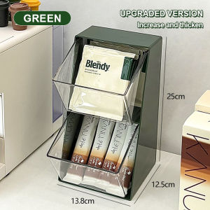 2 Tier Partition Desktop Tea Bag Container Condiment Storage Coffee Capsule Organizer Display rack