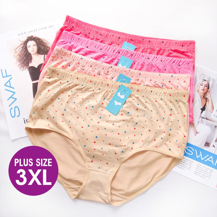 Swaf F0762 3XL Plus Size Mid Waist Soft Comfort Women Panty