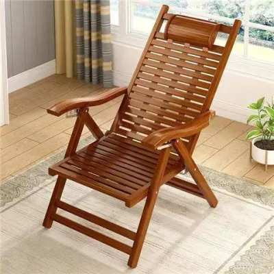 Bamboo lounge chair folding chair adult nap chair balcony lazy chair lunch break chair home rocking chair seaside balcony chair 竹制躺椅
