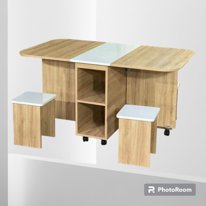 Bộ Bàn Ăn Gấp Gọn Thông Minh, Bộn Bàn Ghế Chất Liệu Gỗ MDF Chống Thấm ...