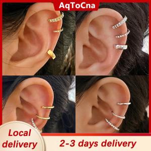 [COD] AqToCna Ship within 24 hours 3PCS Fashion Delicate Zircon Cute Ear Clips Crystal Ear Cuff No Piercing Earrings Fake Cartilage Ear Clip For Women Jewelry