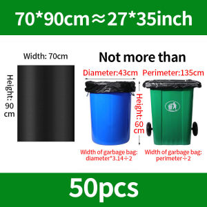 MLADEN 50Pcs Disposable Garbage Bag Large Size Plastics Trash Durable Waste Bag Heavy Duty Garbage Bag 垃圾袋