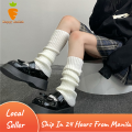 1 Pair Japanese Style JK Uniform Over Knee Leg Warmers White Stocking Spring Summer Thin Calf Cover Knitted Stockings. 