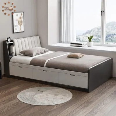 Bed Frame Solid Wooden Frame Storage Single Multi-functional Storage Tatami Mat Drawer Bed 1.2-meter Small Unit Childrens Bed