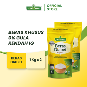 WellFarm Beras Diabetes Organik 2Kg Spesial Bundle | Low Gi Sugar Free White Rice