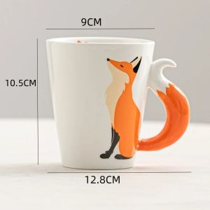 (In stock) 360ML 3D Fox Ceramic Cups Cartoon Animal Pattern Coffee Mugs Afternoon Tea Anti-scalding Milk Mug Home Office Kid Gifts Cup