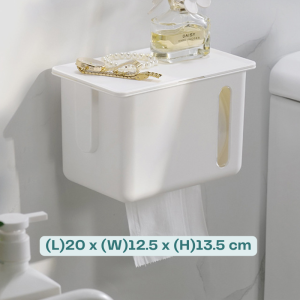 ECOCO Wall Mounted Waterproof Toilet Tissue Paper Roll Storage Box Holder Dispenser Bathroom Toilet Storage Shelf Rack No Drill Kotak Tisu Tandas