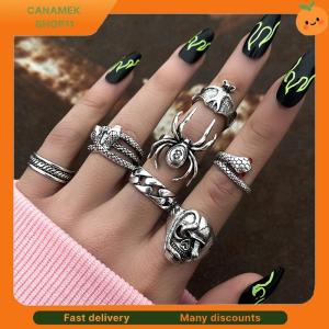 ❣️❣️❣️ 7Pcs set Punk Snake Rings For Women Gothic Spider Men Fashion Jewelry Gifts Accessories