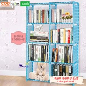 RAK BUKU PORTABLE SHENAR / RB 2X5 ( 5 KOTAK ) / RAK BUKU SEEBAGUNA (RAK BUKU 2X5 - BLUE POLKADOT ) SHENAR