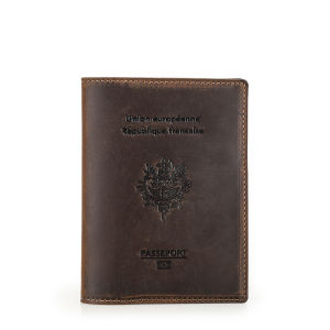Hiram Genuine Leather Retro Passport Holder Travel Ticket Credit Card Passport Wallet Customized Country Logo