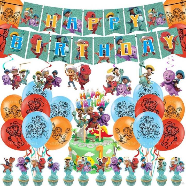 vm2 dino ranch Theme kids birthday party decorations banner cake topper ...