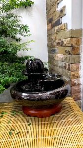 Đài phun nước- Thác Nước Quả Cầu phong thủy gốm sứ Bát tràng