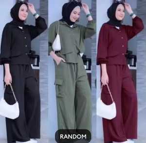 Setelan Fashion Wanita Kekinian Gaya Korea dengan Motif Cargo Multicolor Oneset Wanita Terbaru 2025