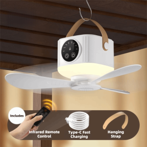 MINIFELE 262 with Remote Control USB Hanging Fan Timing Function Adjustable Wind Speed Ceiling Cooling Fan Convenient Cooling Silent Running Rechargeable Bedside Fan Student Dormitory