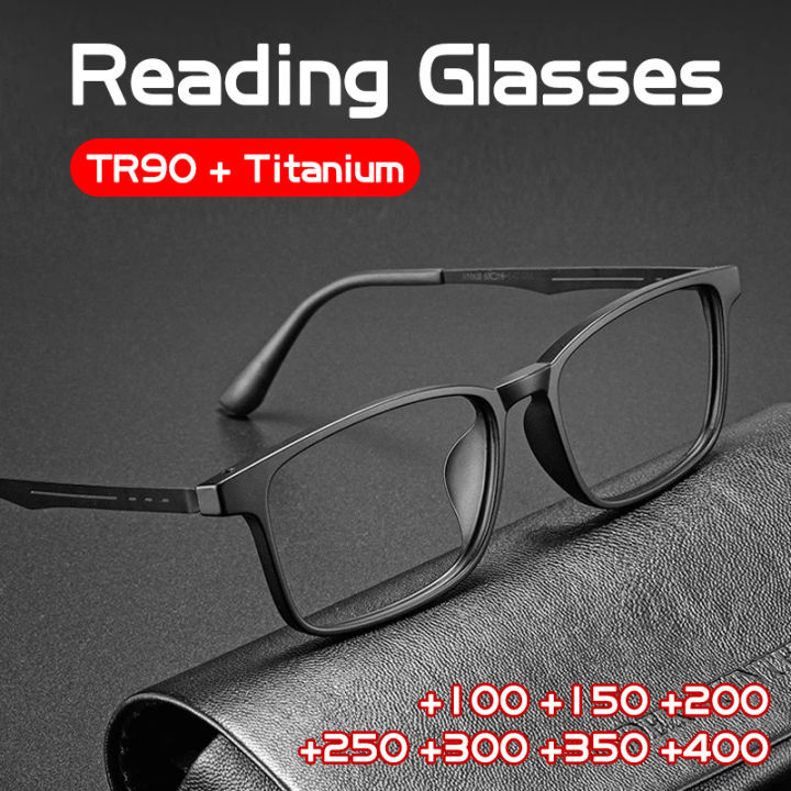 Oyki Titanium Reading Glasses Men Tr90 Anti Blue Light Computer Spectacles Square Frame 2399