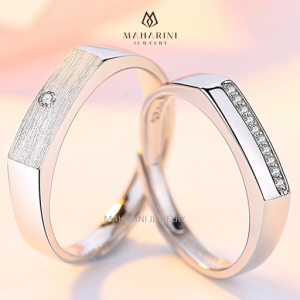 Cincin Couple MAHARINI Perak 925 Tunangan Nikah Kawin Sterling Silver S925 Asli Wedding Ring Pria Wanita