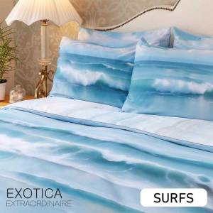 EXOTICA ผ้าปูที่นอน/ปลอกผ้านวม/ผ้านวม/ปลอกหมอนหนุน/ปลอกหมอนข้าง/ปลอกหมอนบอดี้ ลาย Surfs ที่นอน 6 ฟุต(คิงไซส์) / 5 ฟุต(ควีนไซส์) / 3.5 ฟุต(ซิงเกิ้ลไซส์)