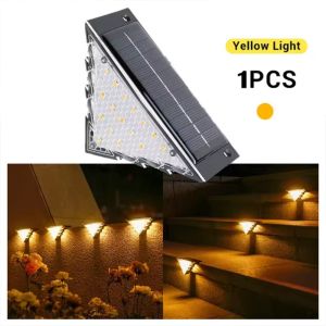 CINDYKHBKJ Solar Powered Outdoor Solar Step Lights Triangle White/Warm Light Stair Lamp Energy Efficient Super Bright Deck Lights Villa