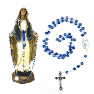 Glass Beads Rosary Catholic Necklace Fashion Crucifix Pendant Religious for Women Fashion Necklaces