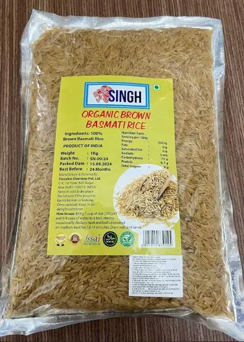 Gạo lứt Ấn Độ SINGH Brown Basmati rice, phù hợp người tiểu đường, giảm cân, 1kg