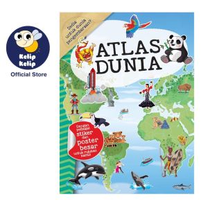 Atlas Dunia Buku Aktiviti & Stiker Poster Dengan Fakta & Ilustrasi Menarik untuk Kanak Kanak
