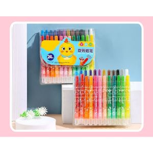 旋转24/12颜色蜡笔 儿童不脏手 幼儿园无毒画笔 可水洗 Rotating crayon childrens hands are not dirty kindergarten non-toxic paintbrush wash