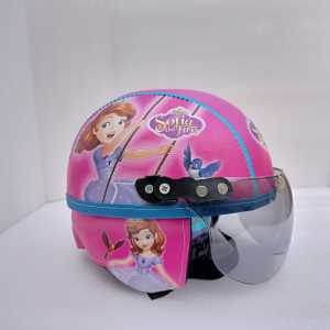 Helm Karakter Sofia Pink Kaca Riben / Helm Anak Usia 1-4 Tahun Murah