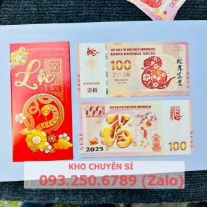 [GIÁ RẺ]  [10 TỜ] Tiền lì xì độc 2025 tiền Macao 100 hình con Rắn lưu niệm  kèm bao lì xì