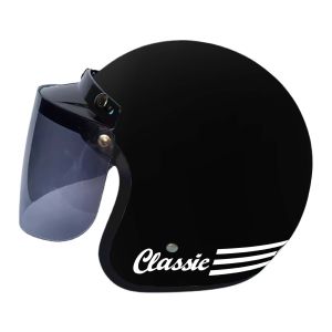 Helm Bogo Retro Classic Dewasa Polos Hitam Doff Kaca Flat Datar Halfface Standart SNI