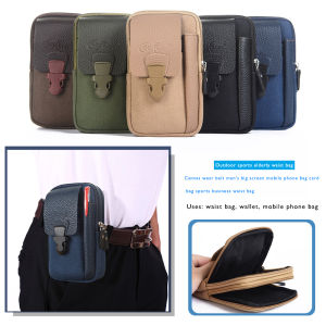 MOJOYCE Men Outdoor Sports Waist Bag Canvas Solid Business Belt Mobile Phone Pouch