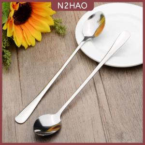 N2HAO Dài xử lý thép không gỉ muỗng cà phê kem tráng miệng trà Muỗng cho dã ngoại phụ kiện nhà bếp muỗng cà phê đậu