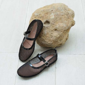 SAHIKU - Candice Mesh Flat Shoes II Sepatu Balet Fishnet Mary Jane II Flatshoes Jaring Net Korean Style Wanita